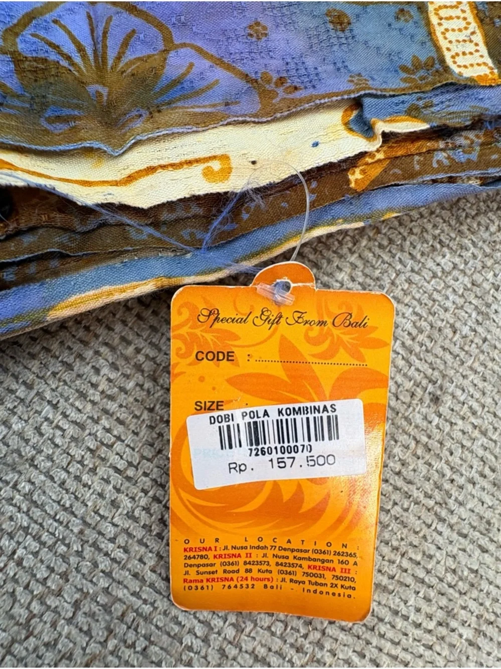 Brand New! Direct from Bali Stunning Krisna Blue & Gold Sarong Sarung