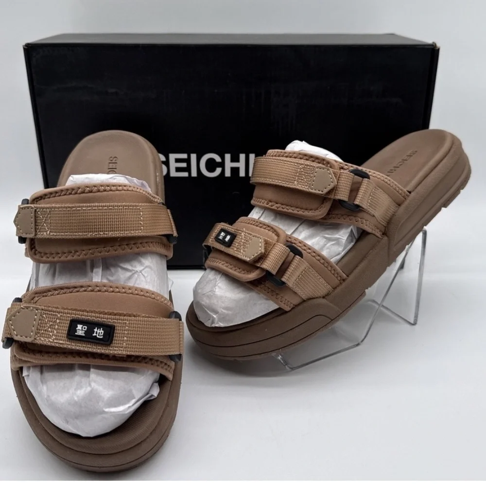 SEICHI YOROI‎ V2 TAN Slide Sandals with Buckle Straps SIZE US10 Euro 43
