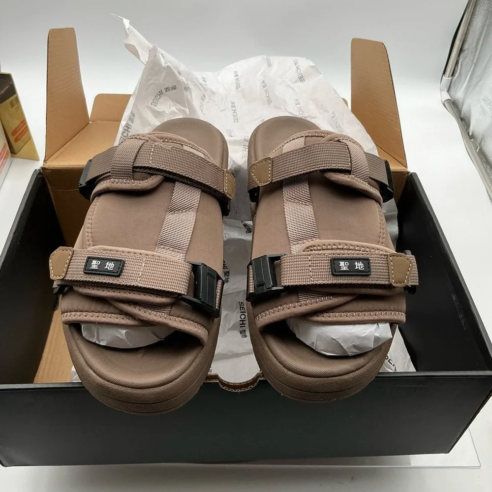 SEICHI YOROI‎ V2 TAN Slide Sandals with Buckle Straps SIZE US10 Euro 43