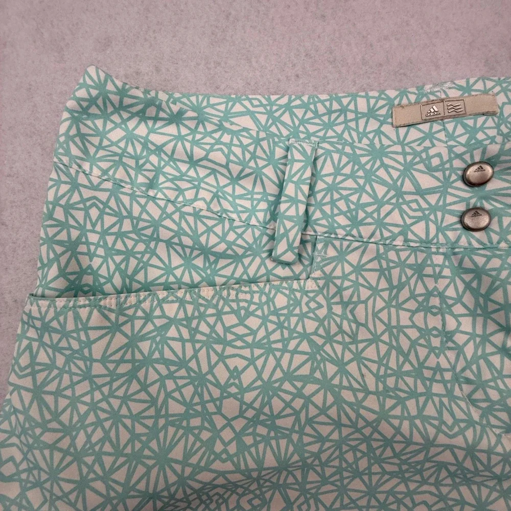 Adidas Golf Shorts Women 4 Teal‎ Geometric Athletic Performance Shorts Pockets