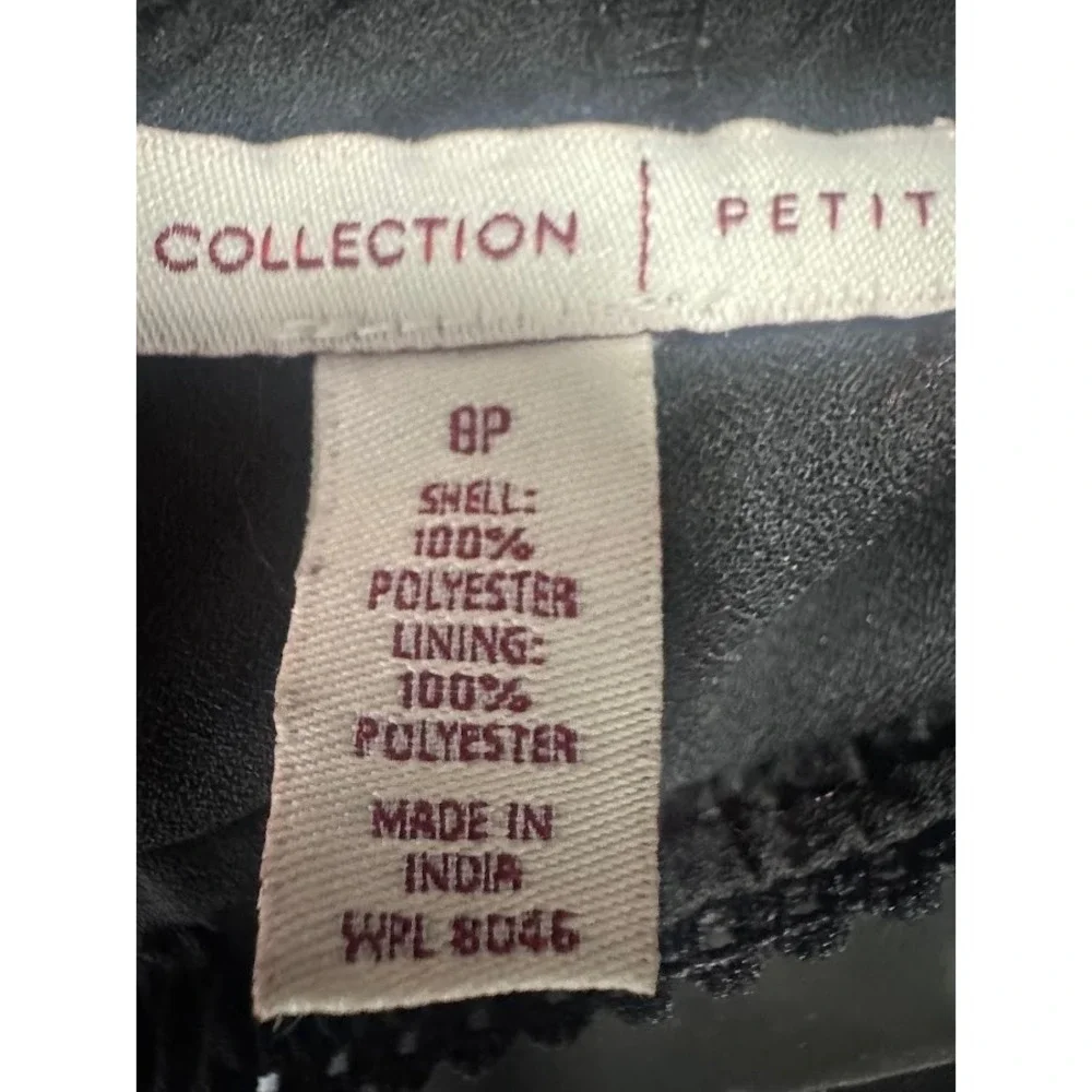 JM Collection Petite 8P Black Tan Animal Print A-Line Chiffon Lined Skirt 25in L