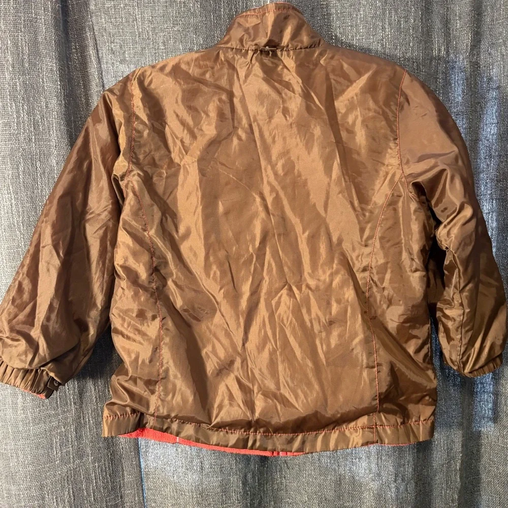 OshKosh B'gosh Reversible Zipper Jacket Pink Brown Fleece Windbreaker (Girls 6x)