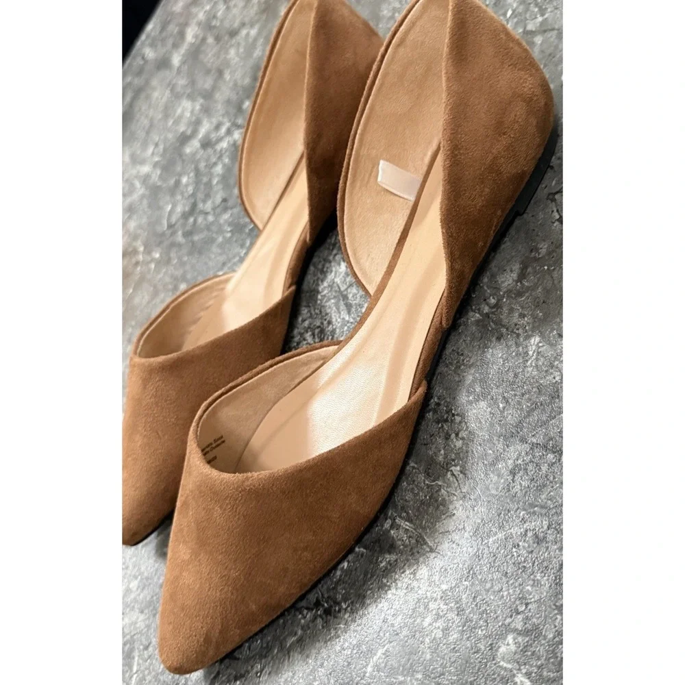 A New Day Womens Ae127 Julie Micro Suede Flats Memory Foam Cognac Sz 10 NEW