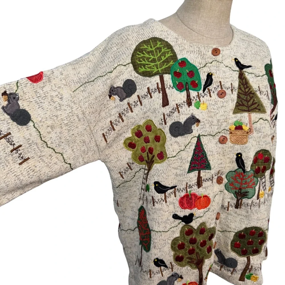 VTG Philip Jane Gordon Women M Cardigan Design Option Fall Apple Orchard Pumpkin