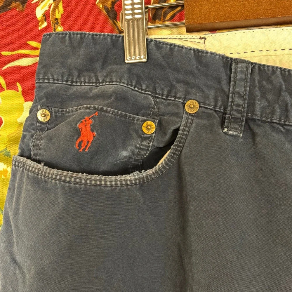 Polo Ralph Lauren Dungarees Mens 38x30 Navy Blue Good Vintage Distressed