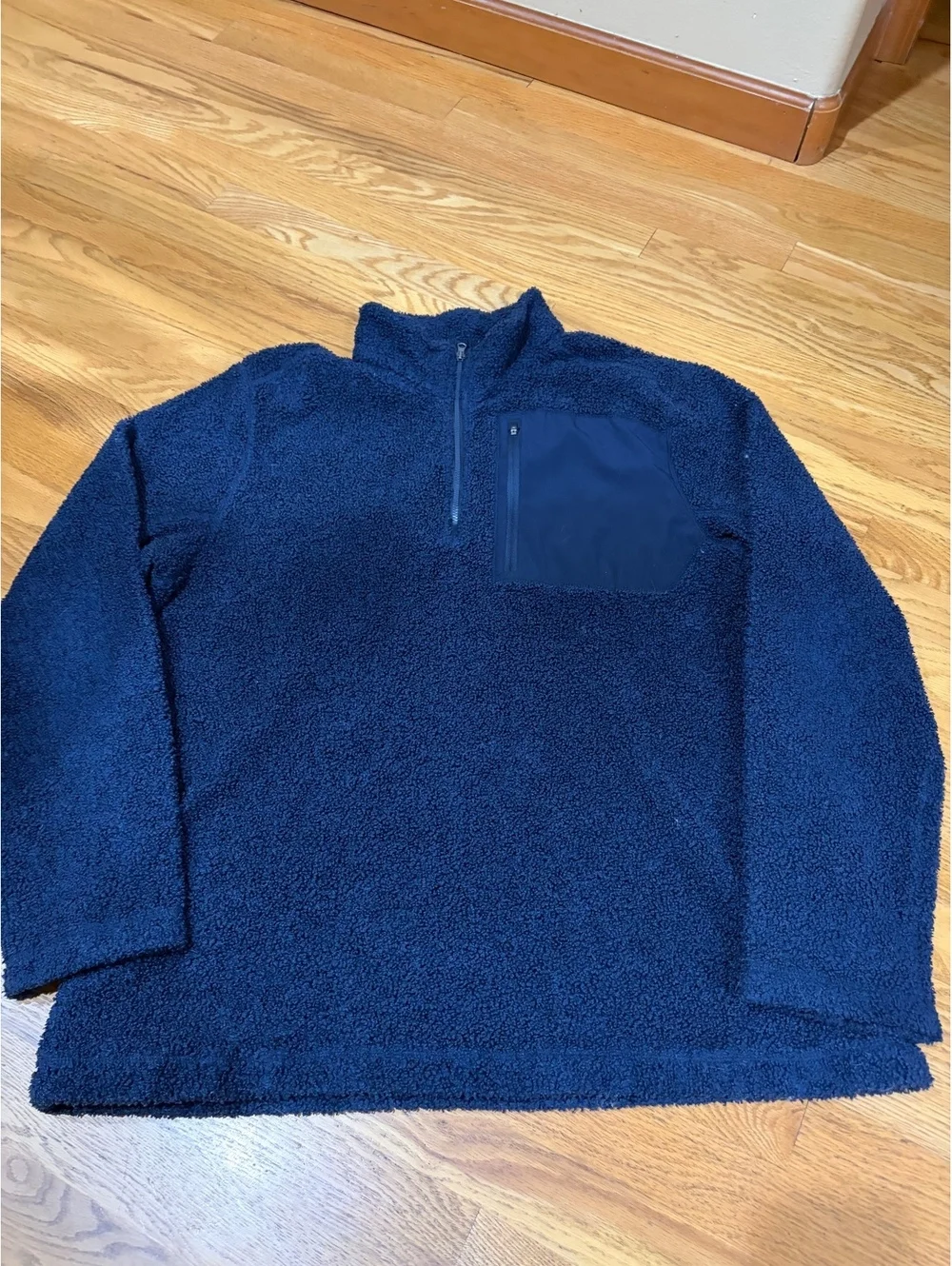 Two Men's Hi-Tech 1/4 zip fleece pullover grey navy blue XL sherpa chest pocket
