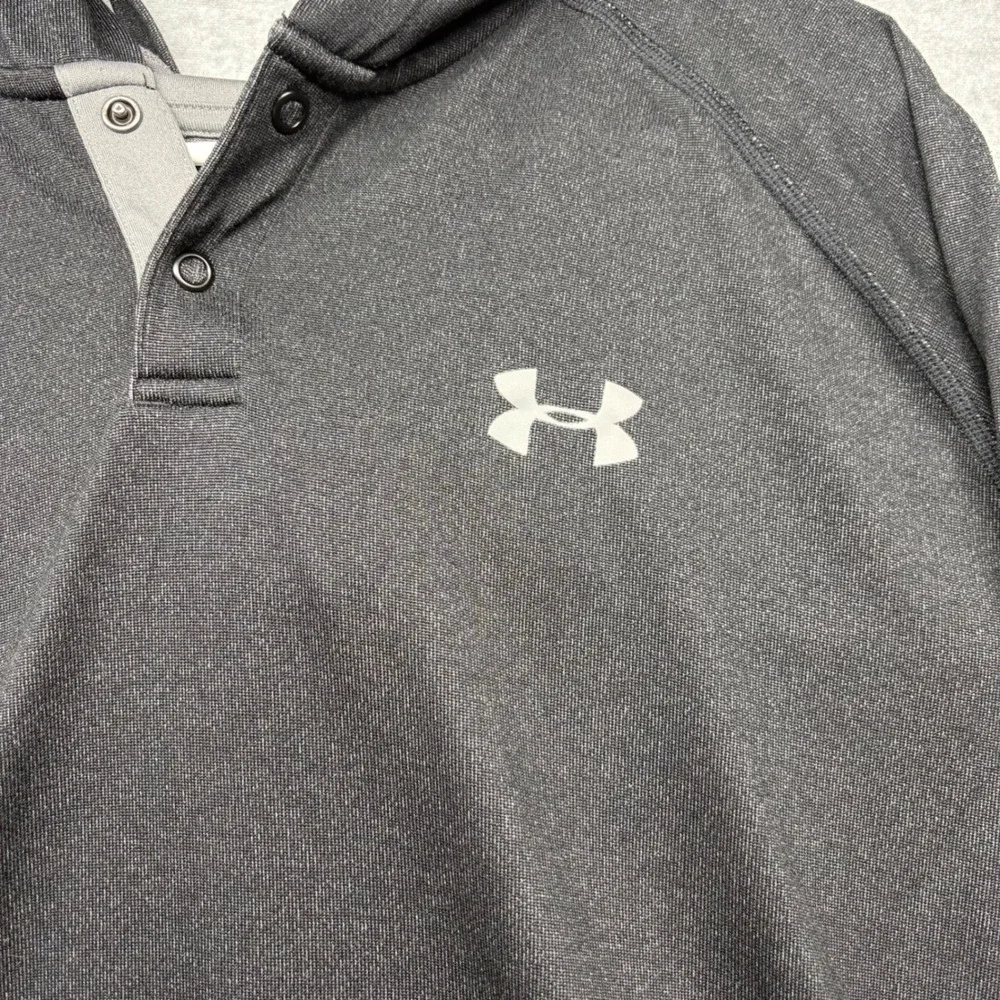 Under Armour Mens Large Charcoal Gray Henley Snap Pullover Hoodie‎ Activewear