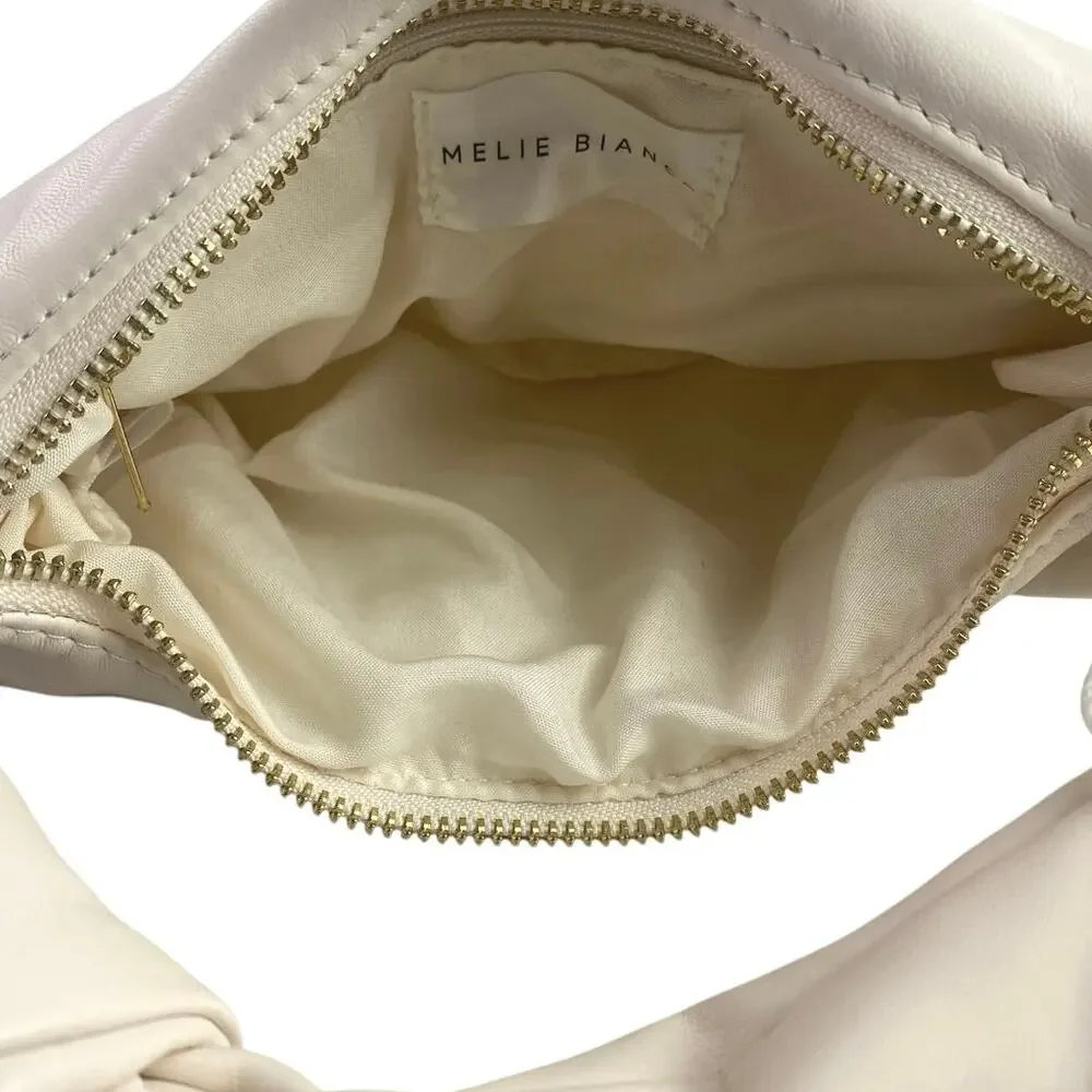 NEW Melie Bianco Alexandra Cream Faux Leather Vegan Zip Hobo Handbag One Size