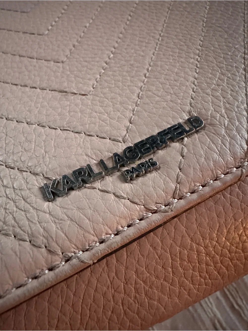 Karl Lagerfeld Paris Charlotte Quilted Chevron Shoulder Bag in Blush Pink
