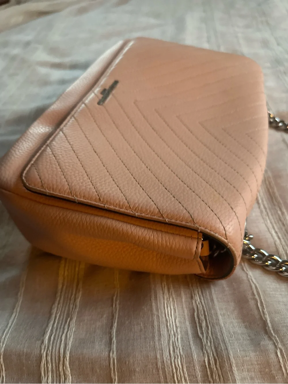 Karl Lagerfeld Paris Charlotte Quilted Chevron Shoulder Bag in Blush Pink