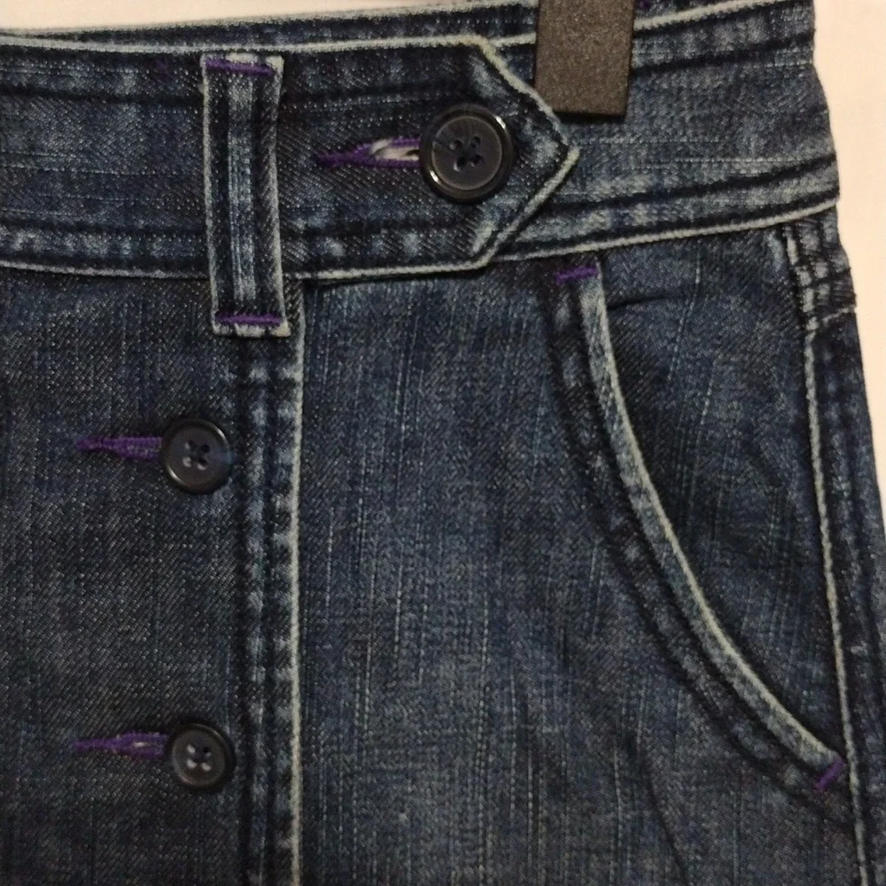 Anthropologie Bica Cheia Double Button Front Denim A-Line Skirt High Waist 0 W27
