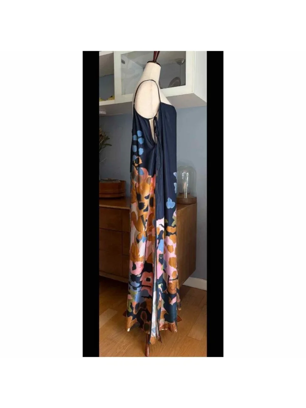 By Anthropologie Printed Wide-Leg Jumpsuit Navy Abstract Floral Print