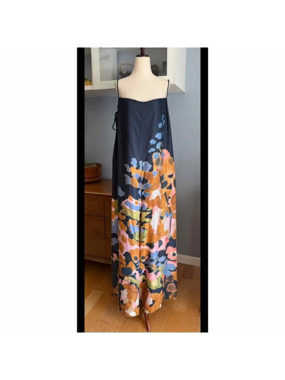 By Anthropologie Printed Wide-Leg Jumpsuit Navy Abstract Floral Print