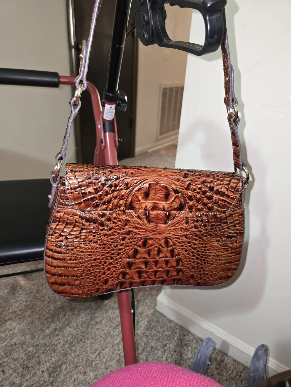 Brahmin Pecan  Croc-Embossed Shoulder Bag  Like new Condition no Call Outs