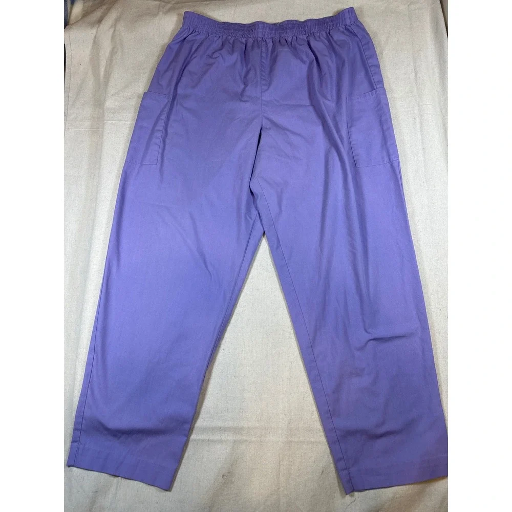 Jasco Uniform Co Purple Nursing Scrub Pants‎ XXL Elastic Waist Cargo Lilac FAIR