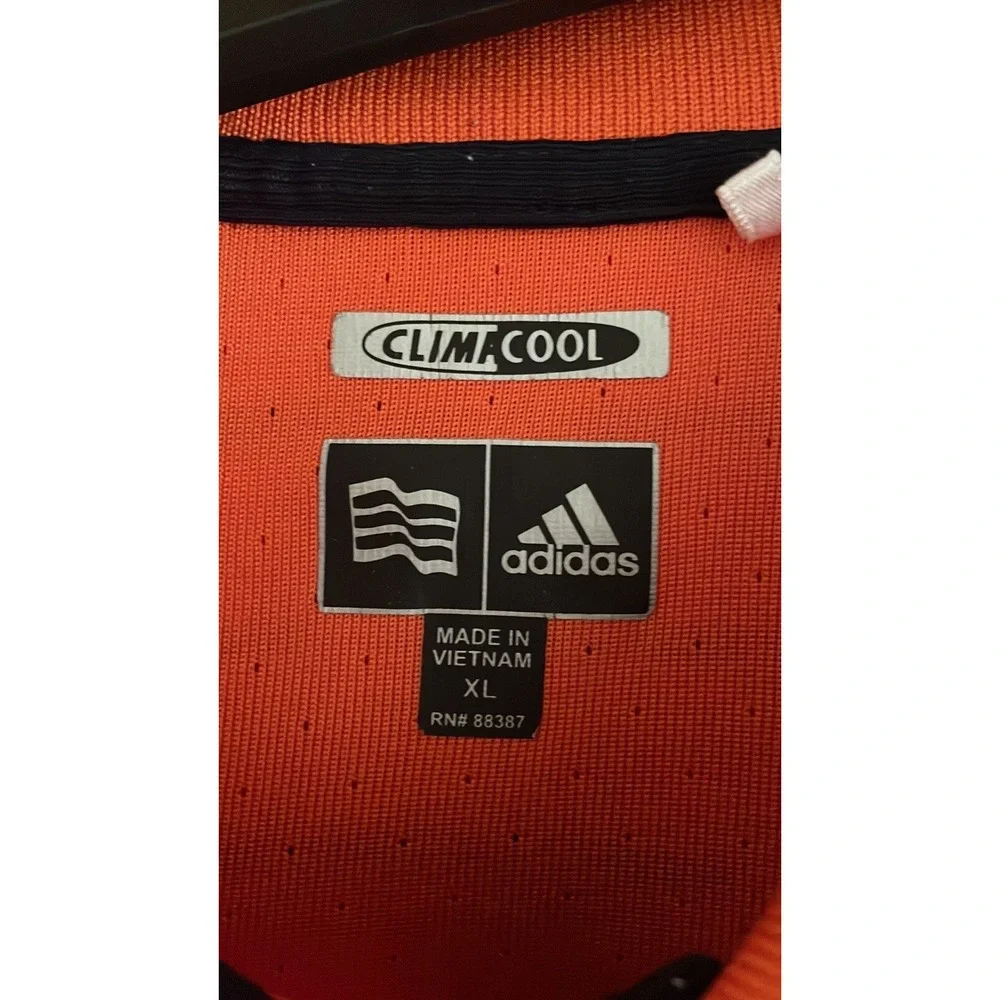 Adidas Climacool Mens Striped Polo Shirt‎ XL Orange Black Golf Casual Active