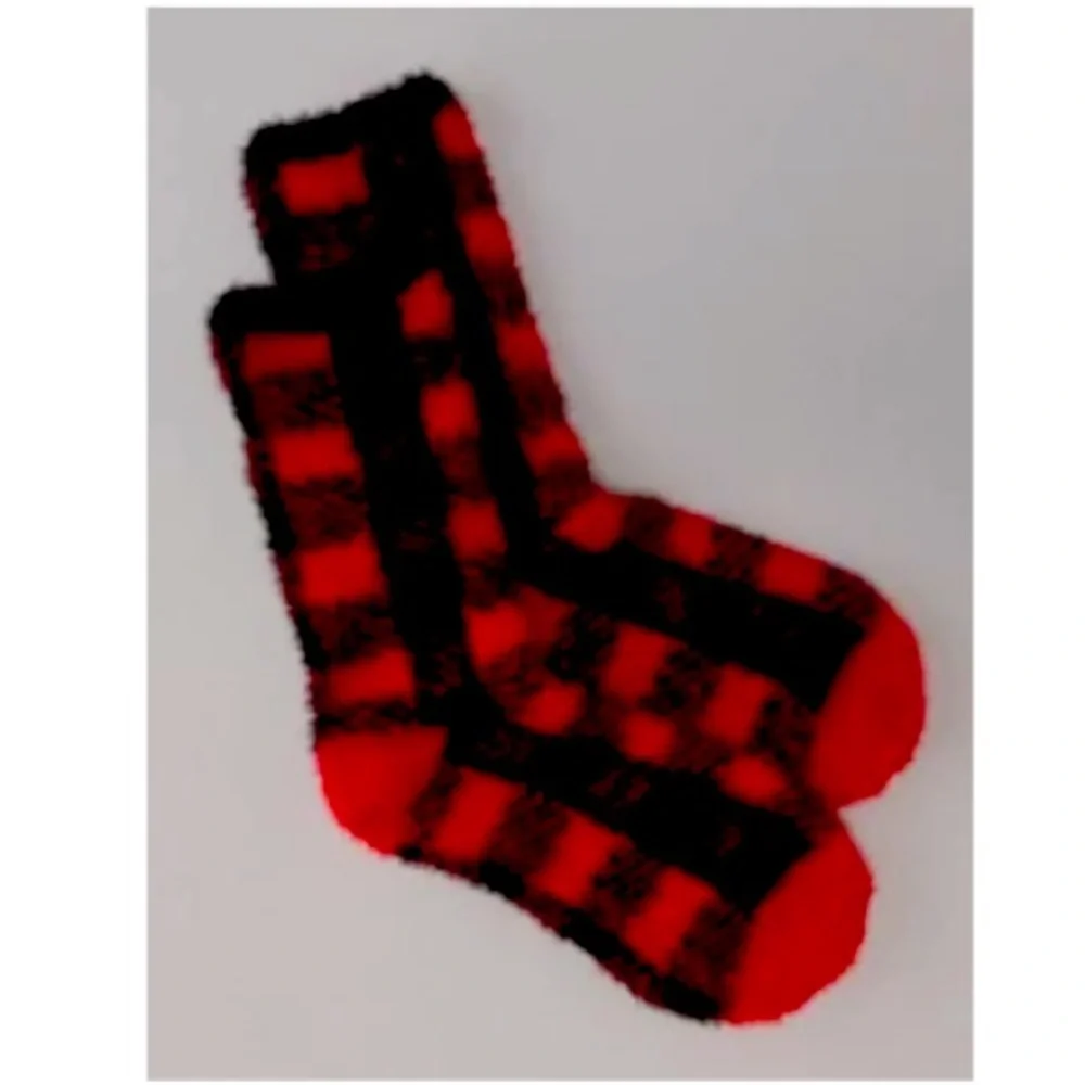 Christmas AE Fuzzy Buffalo Plaid Socks