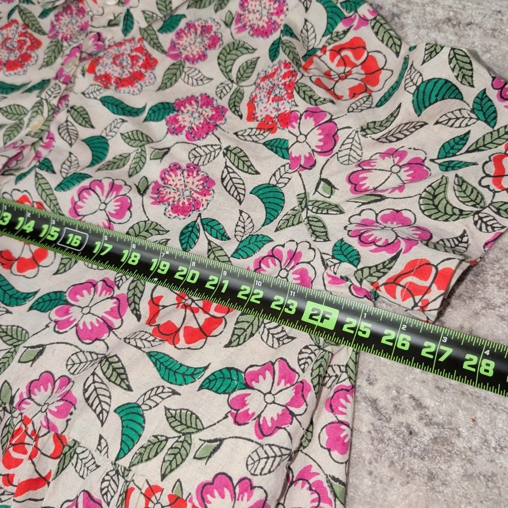 Marketplace Handwork India 2W Floral Embroidered Cotton Linen Dress NWT