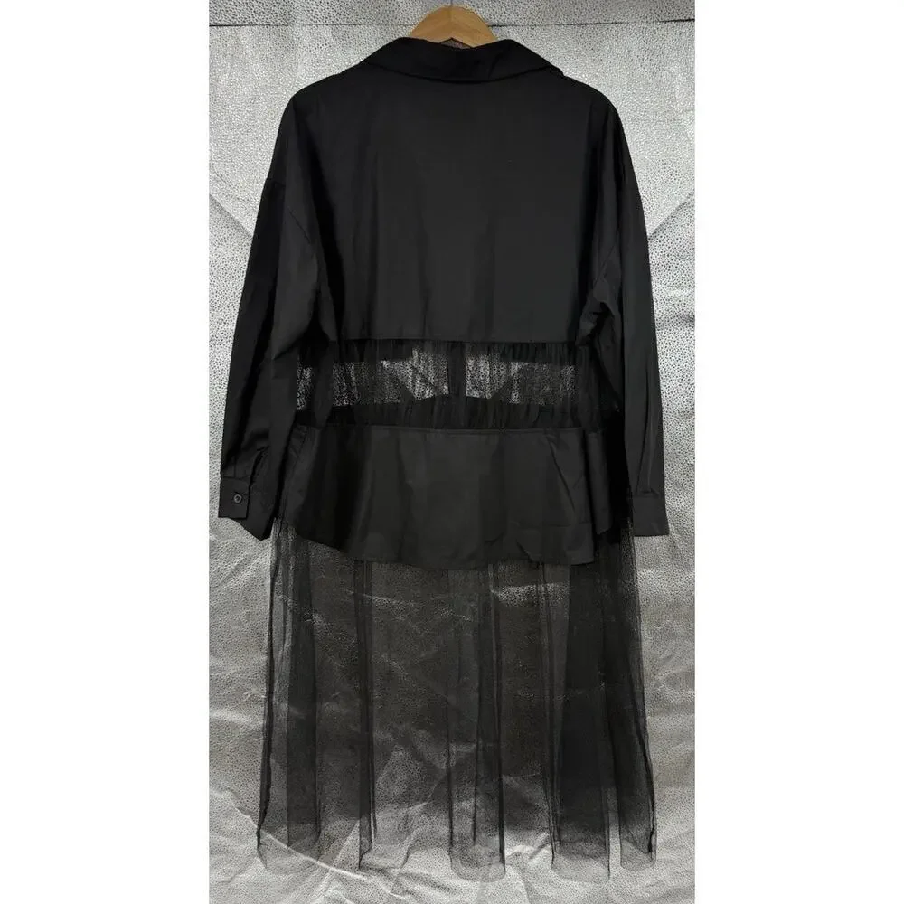 The Vault By Sacha‎ Black Button Up Mesh Sheer Art To Wear Whimsigoth Top L/XL?