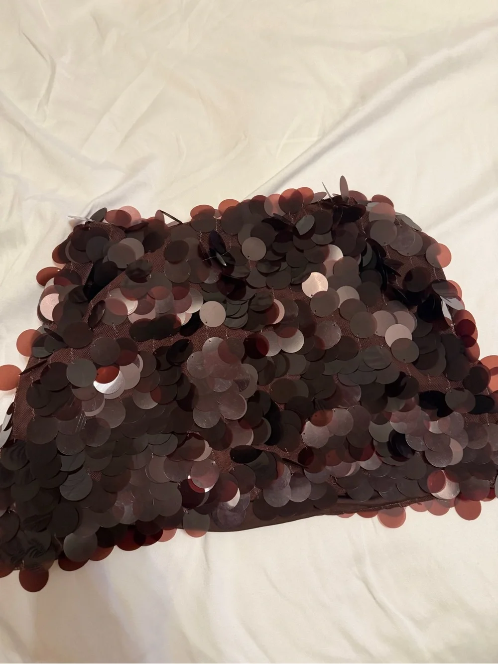 12th Tribe Chocolate Brown Sequin Mini Skirt