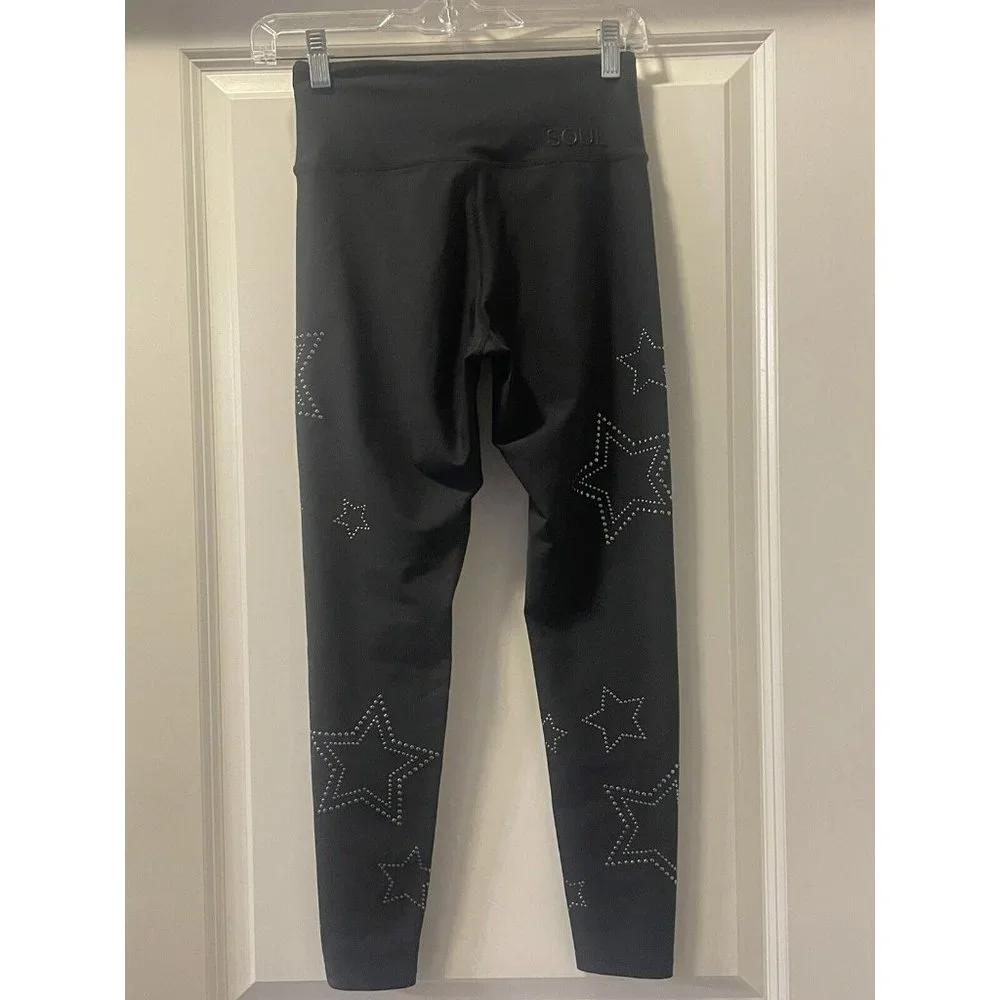 NEW SOUL by SOULCYCLE SOUL Black‎ Star Studded Leggings 7/8 Length  sz.XS