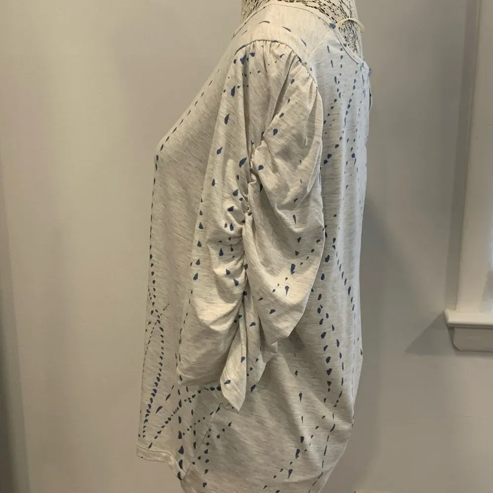 Democracy Cream and Blue  3/4 Sleeve Tunic