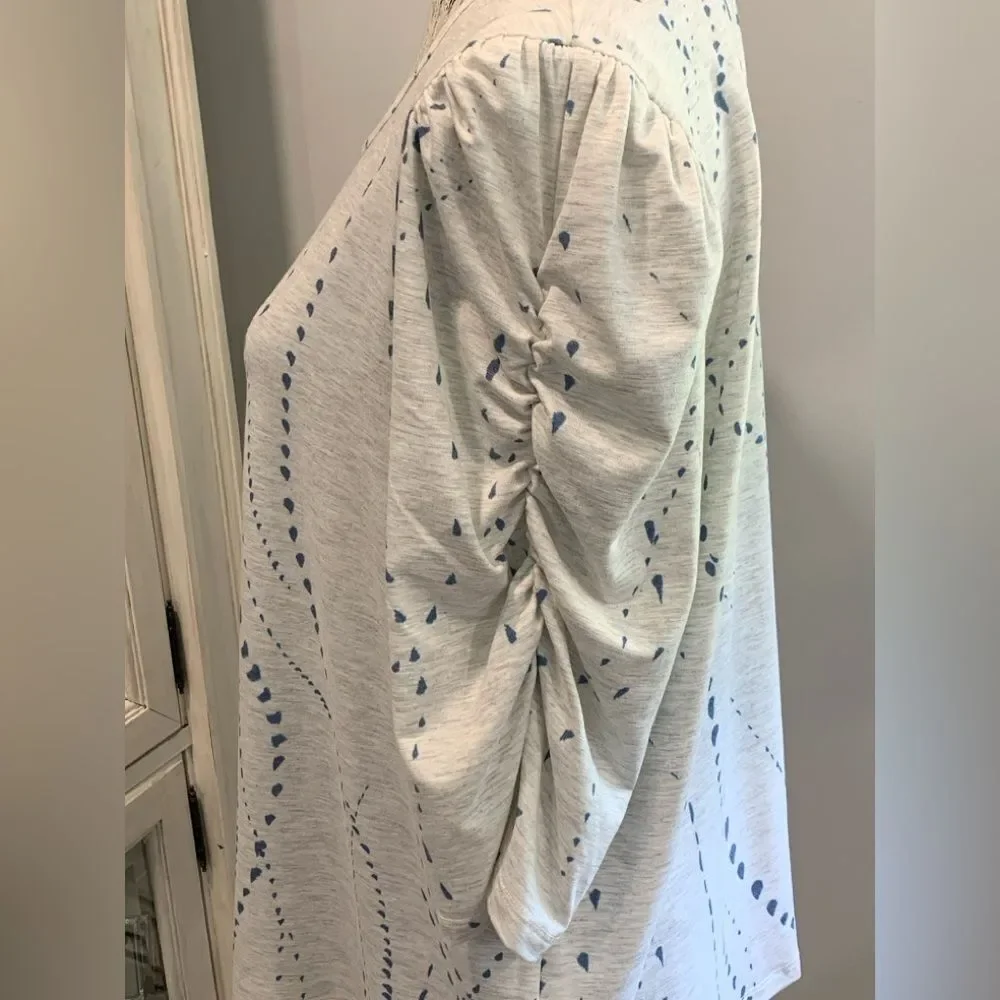 Democracy Cream and Blue  3/4 Sleeve Tunic