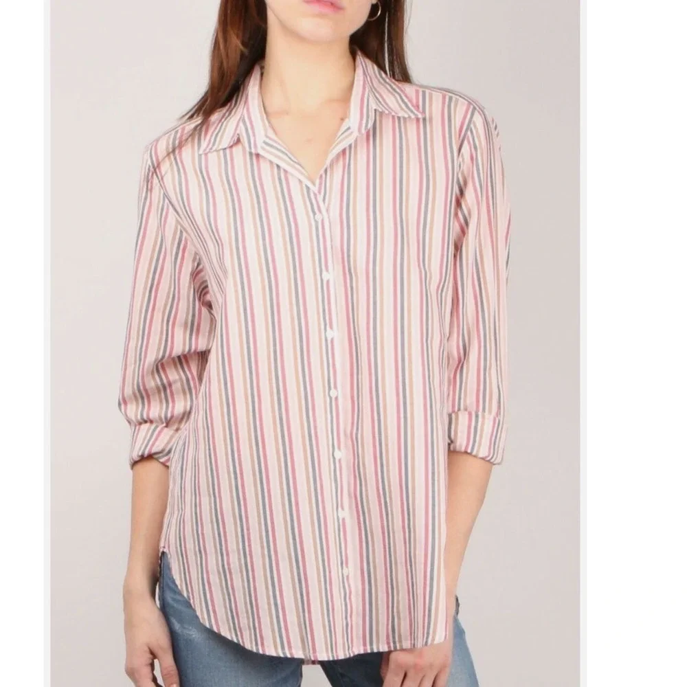 XIRENA Beau Striped Button Down‎ Blouse Shirt Cotton Top Size XS