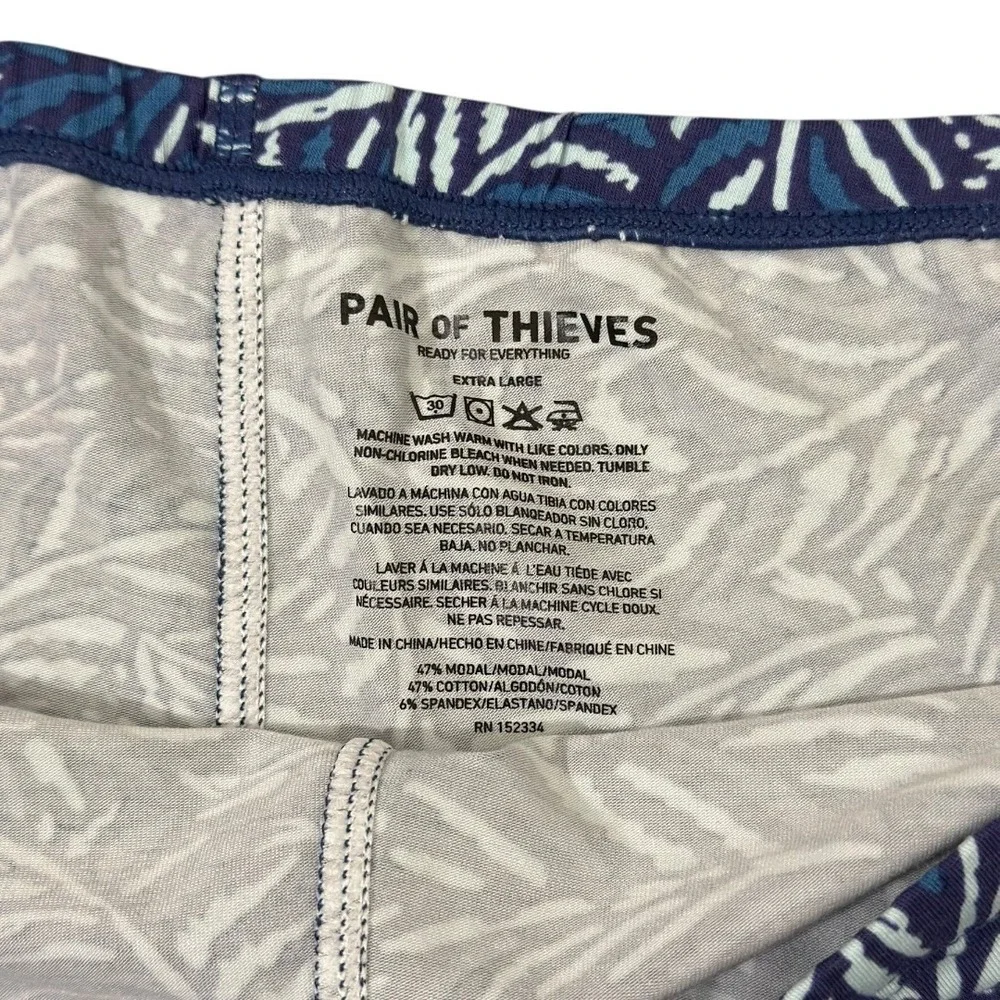 Pair of Thieves Mega Soft Boyshort Underwear Blue Leaf Print‎ Women's XL NWT