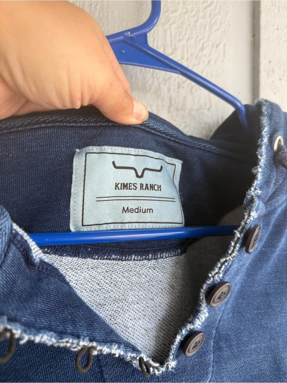 Kimes Ranch blue stitched