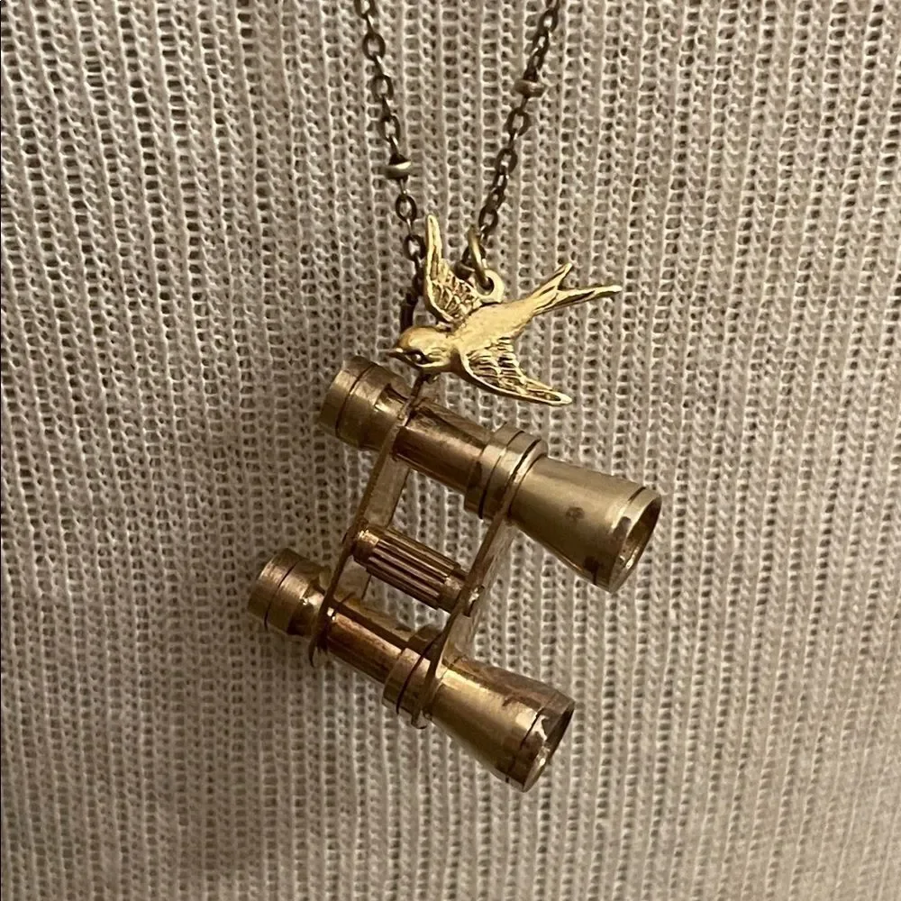Amano Studio Gold-Tone Binocular & Sparrow Bird Pendant Necklace Women's Jewelry