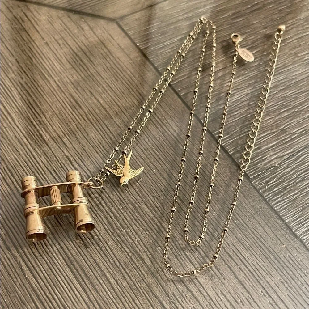 Amano Studio Gold-Tone Binocular & Sparrow Bird Pendant Necklace Women's Jewelry