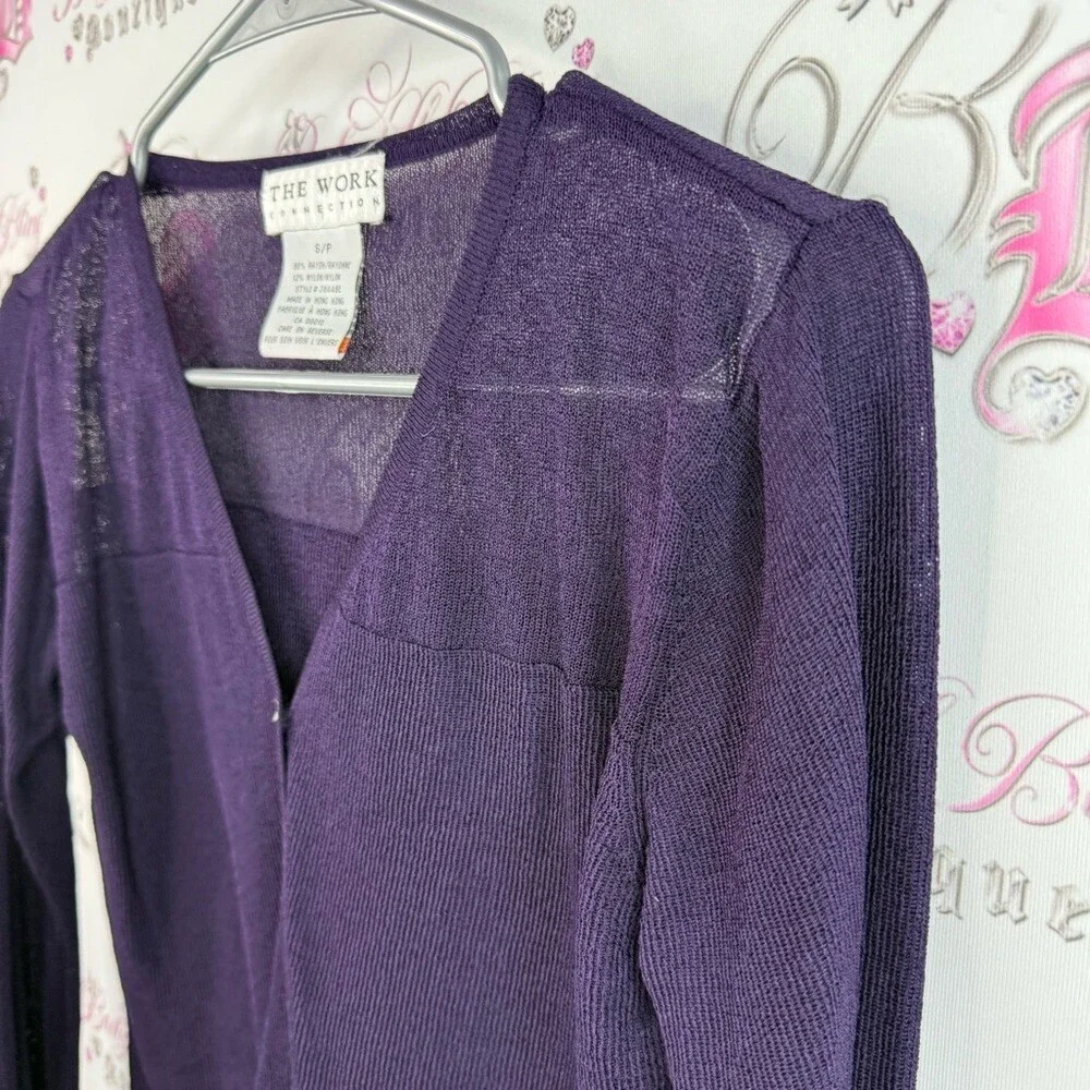 The work connection, cardigan, button up, Women's Deep Purple V-Neck Blouse