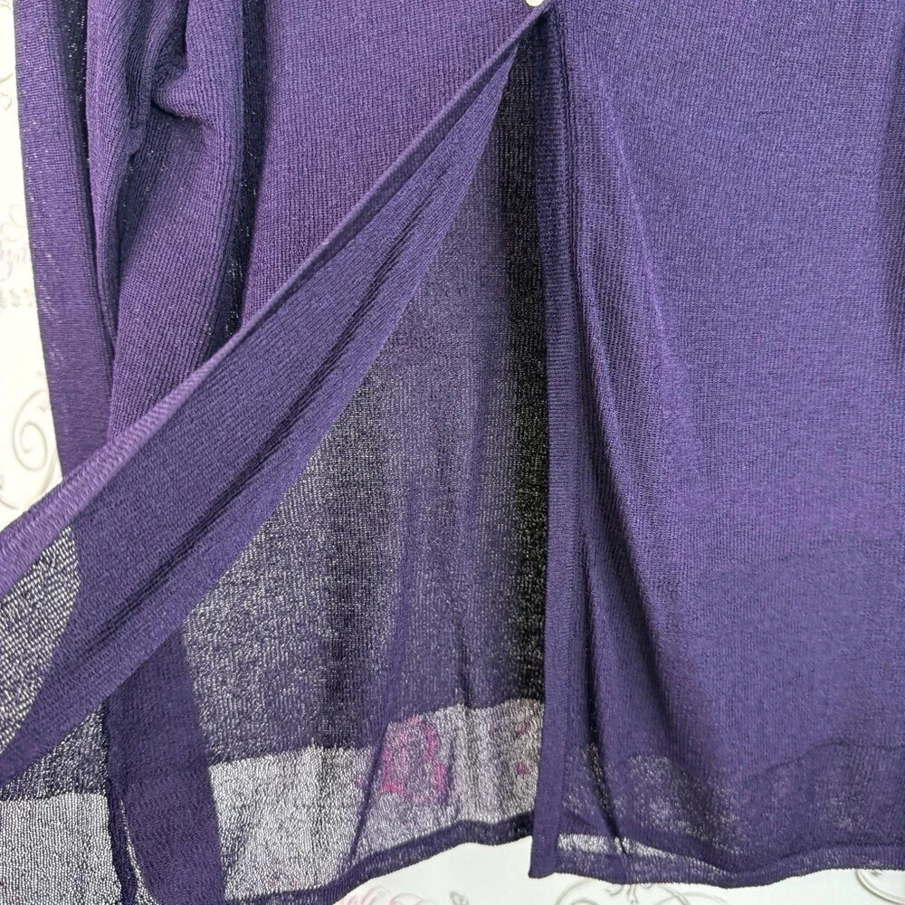 The work connection, cardigan, button up, Women's Deep Purple V-Neck Blouse