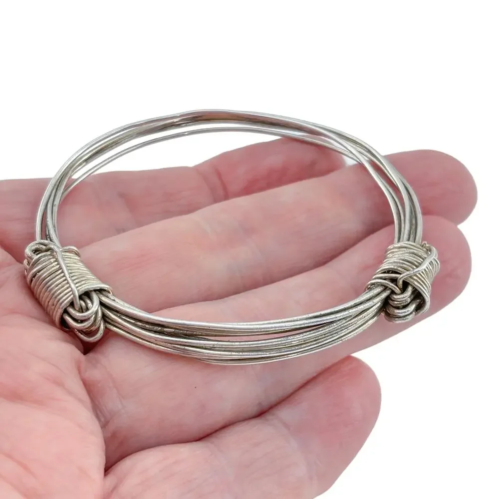 Vintage Sterling Silver 925 Multi Wire Coiled Bangle Bracelet 7