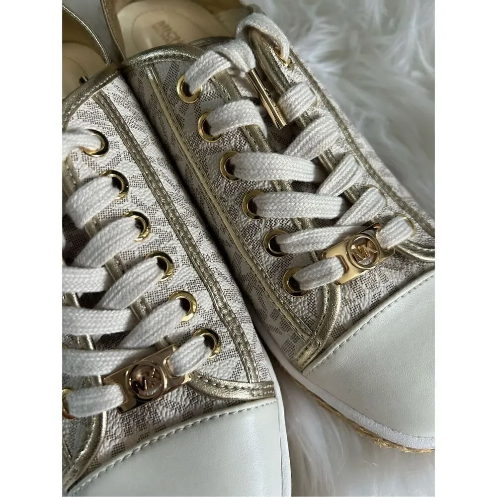 MICHAEL KORS Women's MK Signature Kristy Espadrille Flat Sneakers US Size 7M whi