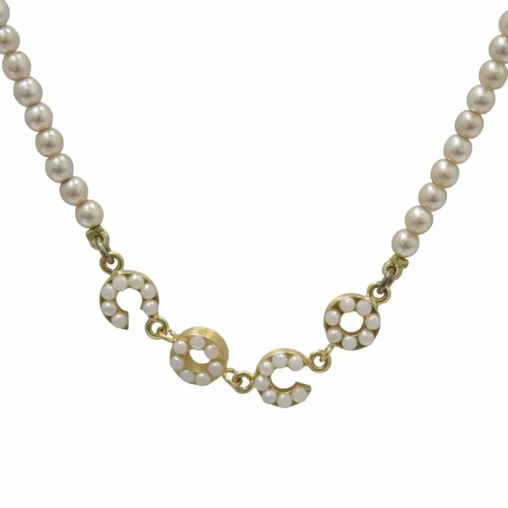 CHANEL Gold Pearl Necklace