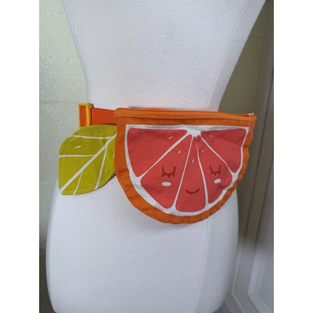 Lovelane‎ Citrus Slice Waist Bag Kids Belt Bag Orange Fruit Canvas Fanny Pack