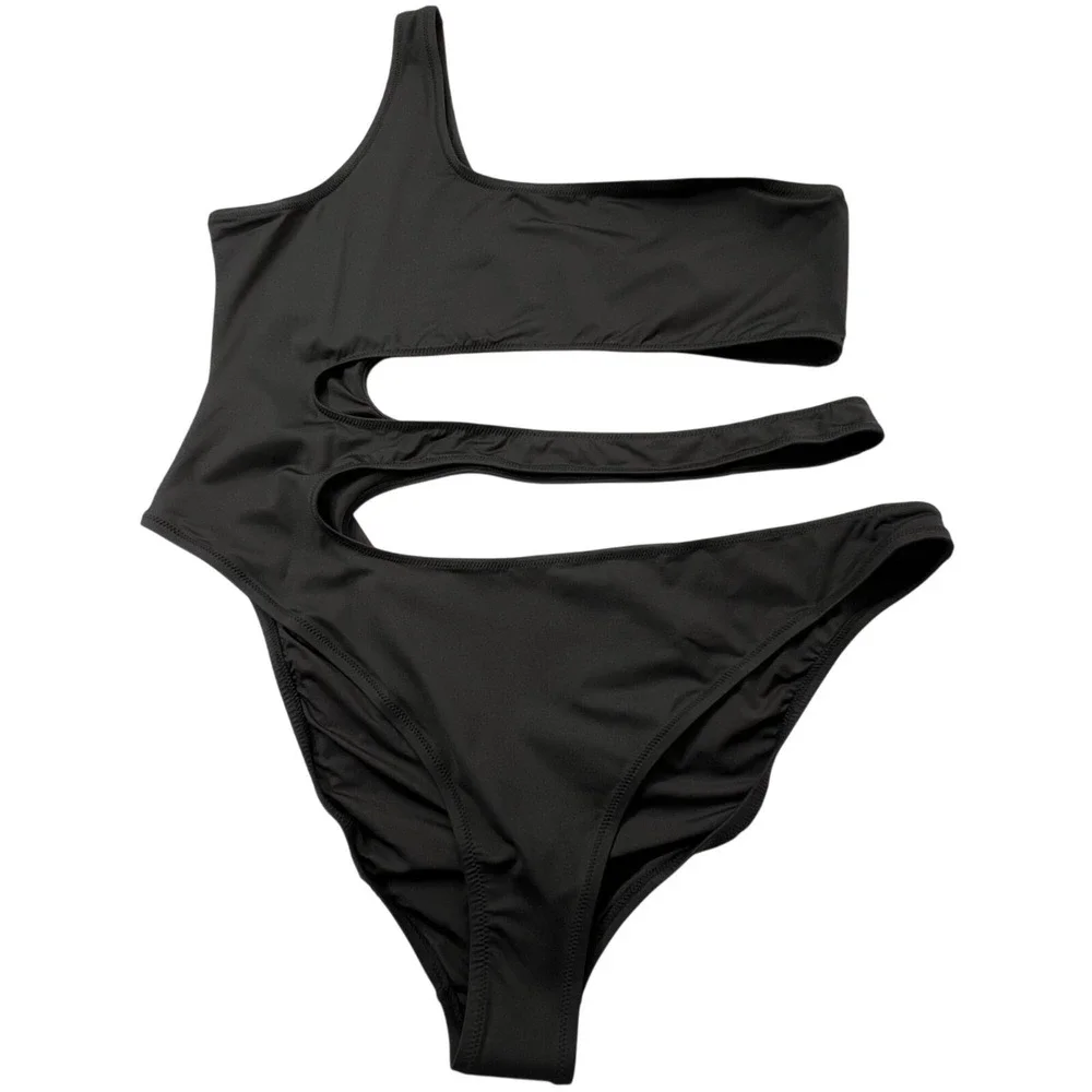 SKIMS Swim One Shoulder Monokini‎ Onyx 4X