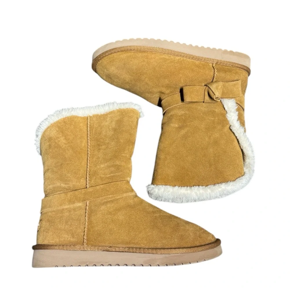 Koolaburra‎ By Ugg Women's Arlena Short Boots Suede 1128258W Tan 10 Wide Winter