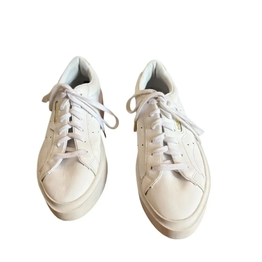 Adidas Sleek Pointed Toe Sneakers White Size 8