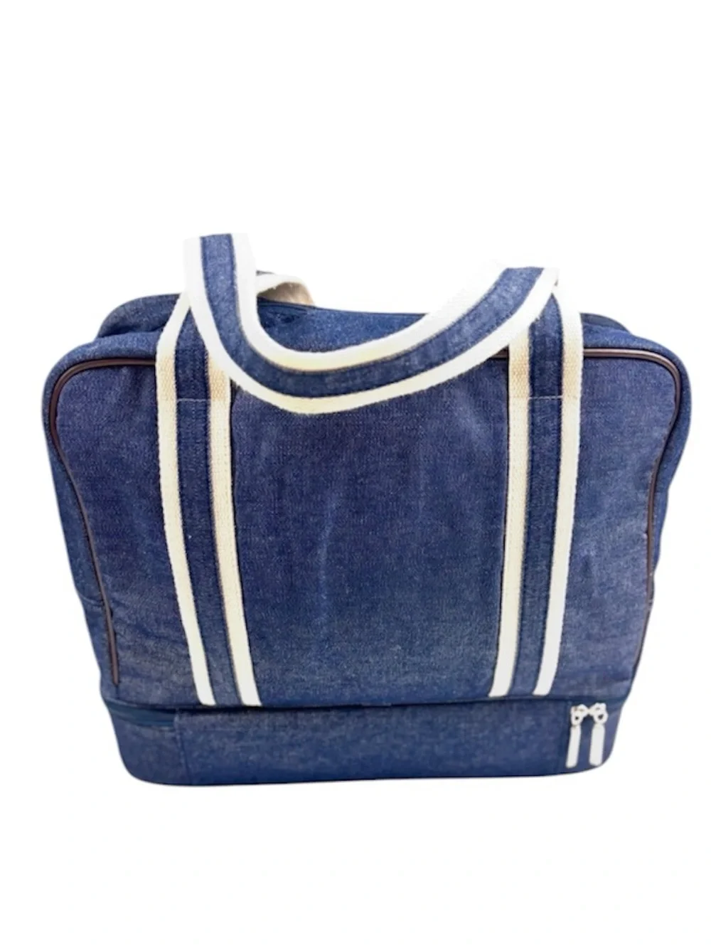 NWT Bath & Body Works Denim Toiletry Bag Makeup Case w/ Bottom‎ Zip Compartment