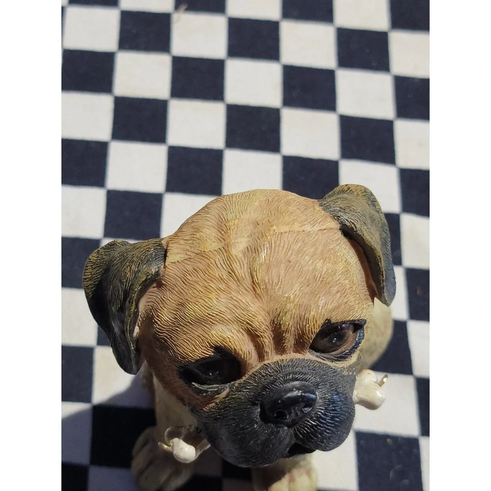 Pug Dog‎ Figurine Blue Collar Bone Charm Plastic Resin Puppy Decor 6 Inch