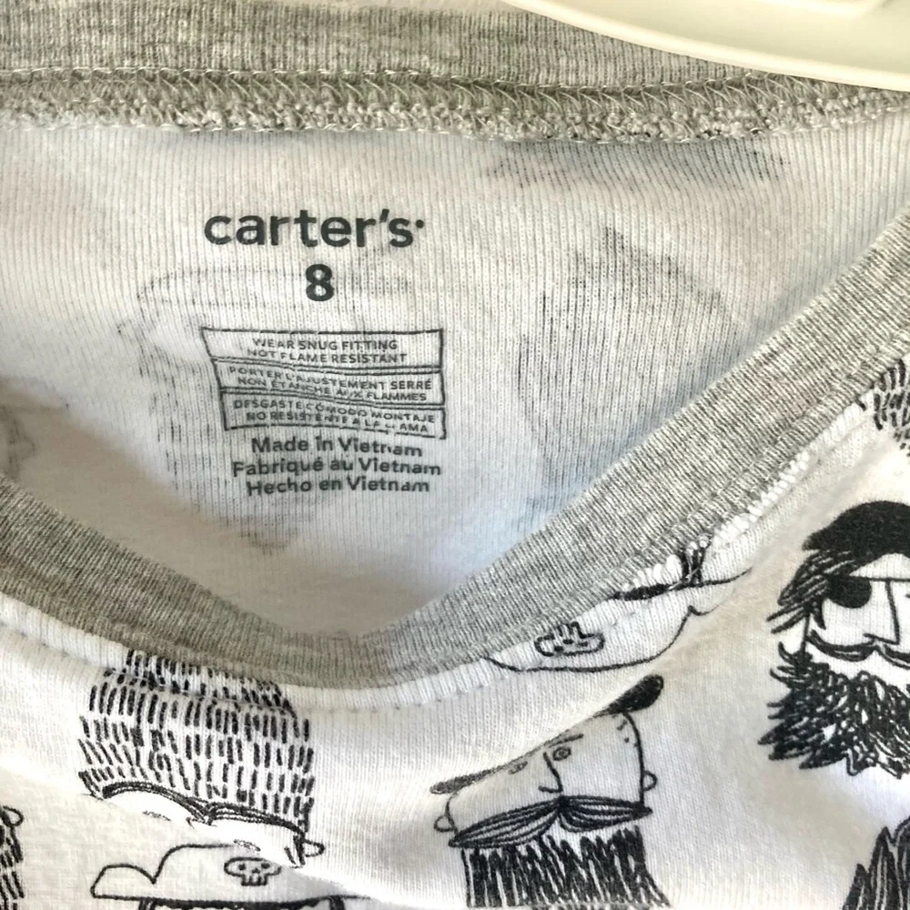 Carter’s Black & White Pirate Faces Pajamas 8