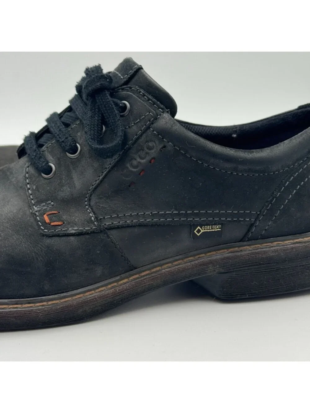 ECCO Mens EU 46 Turn GTX Waterproof Black Leather Oxford Shoes Low Top GoreTex