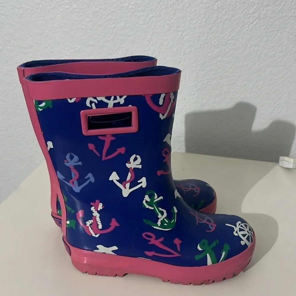 Gymboree Girl’s Nautical Preppy Anchor Rain Boots Size 11