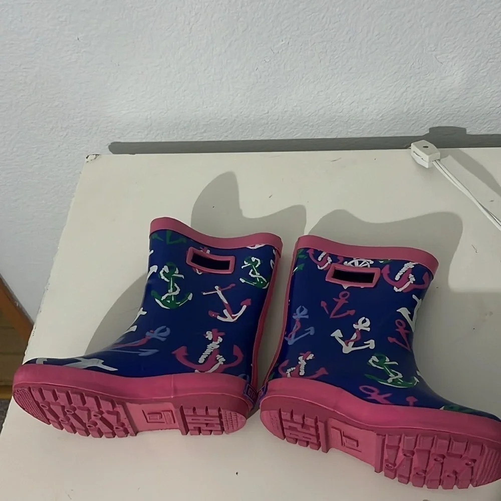 Gymboree Girl’s Nautical Preppy Anchor Rain Boots Size 11