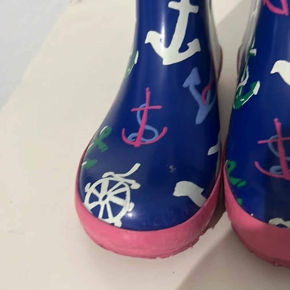 Gymboree Girl’s Nautical Preppy Anchor Rain Boots Size 11