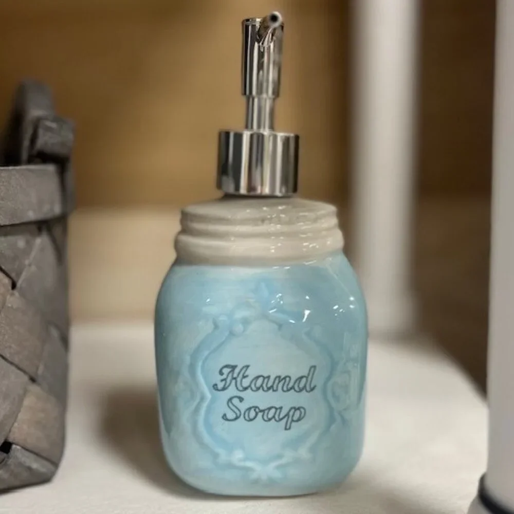 Blue Ceramic Hand Pump Lotion / Hand Soap Dispenser 7
