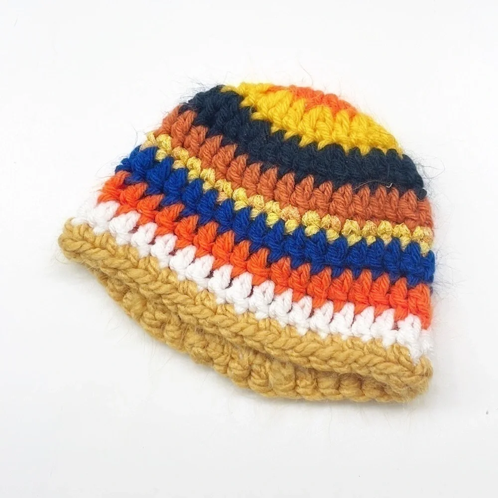 Multicolored knit baby beanie